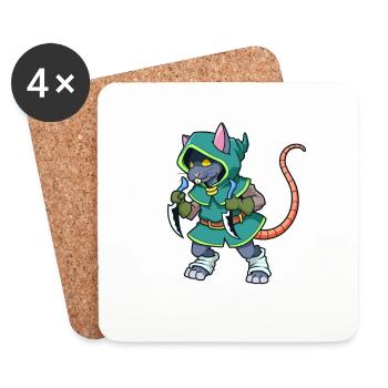 Role Playing Character - Thief - Rogue - Rat - Coasters (set of 4) - white - Front