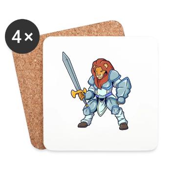 Rollenspiel-Charakter - Paladin - Löwe - Untersetzer (4er-Set) - Weiß - Vorne