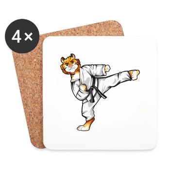 Le tigre de dessin animé fait que Tang le fasse - Dessous de verre (lot de 4) - blanc - Devant