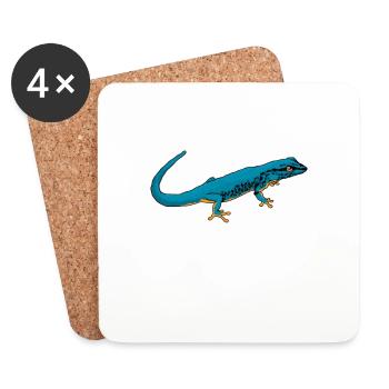 Drawing - Sky Blue Dwarf Day Gecko - Coasters (set of 4) - white - Front