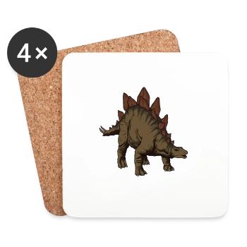 Zeichnung des Stegosaurus - Untersetzer (4er-Set) - Weiß - Vorne