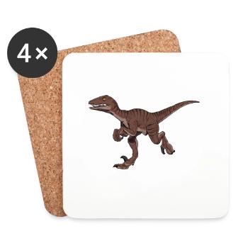 Drawing of the Velociraptor - Coasters (set of 4) - white - Front