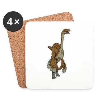 Dessin de Gallimimus - Dessous de verre (lot de 4) - blanc - Devant