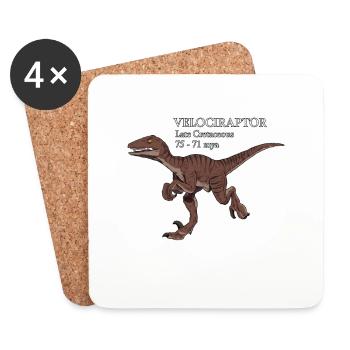 Realistische Zeichnung des Velociraptor - Untersetzer (4er-Set) - Weiß - Vorne