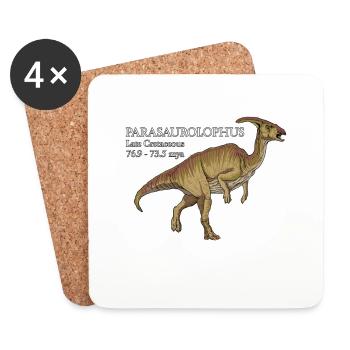 Realistische Zeichnung des Parasaurolophus - Untersetzer (4er-Set) - Weiß - Vorne