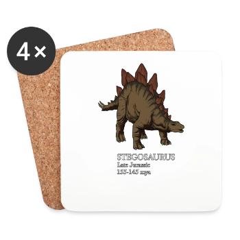 Realistische Zeichnung des Stegosaurus - Untersetzer (4er-Set) - Weiß - Vorne
