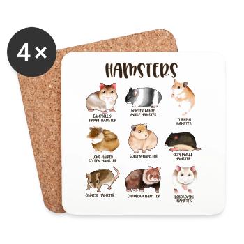 Beaucoup de hamsters différents - Dessous de verre (lot de 4) - blanc - Devant
