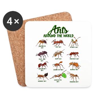Fourmis du monde - Fourmis - Dessous de verre (lot de 4) - blanc - Devant