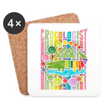 Funny Crocodile Saying, Crocologist Rainbow - Coasters (set of 4) - white - Front
