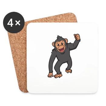 Kawaii Chimpanzee - Coasters (set of 4) - white - Front