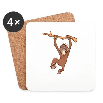 Kawaii Orang-Utan - Untersetzer (4er-Set) - Weiß - Vorne