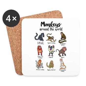 Singes du monde - Singes - Dessous de verre (lot de 4) - blanc - Devant