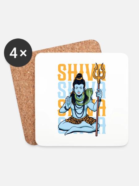Hindu Gott - Shiva - Untersetzer (4er-Set) - Weiß