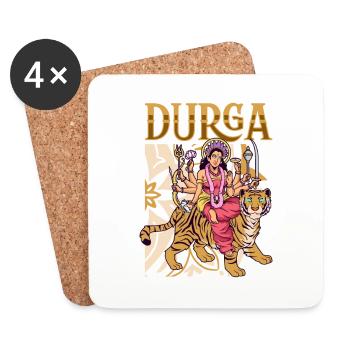 Dieu hindou - Durga - Dessous de verre (lot de 4) - blanc - Devant