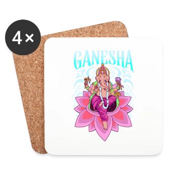 Hindu Gott - Ganesha - Untersetzer (4er-Set) - Weiß - Vorne