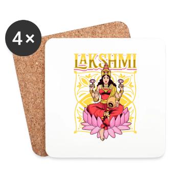 Dieu hindou - Lakshmi - Dessous de verre (lot de 4) - blanc - Devant