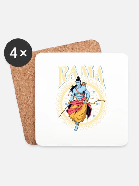 Hindu Gott - Rama - Untersetzer (4er-Set) - Weiß