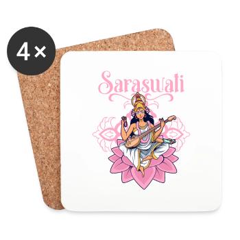 Hindu God - Saraswati - Coasters (set of 4) - white - Front