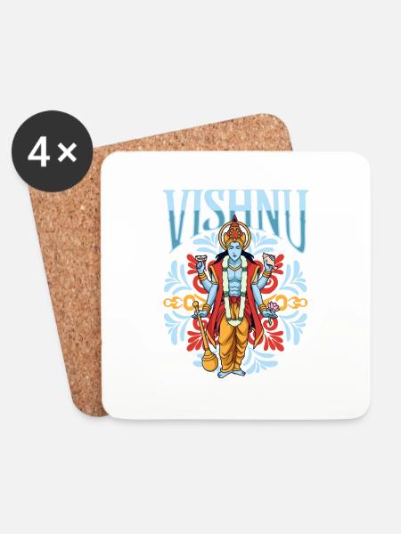 Hindu Gott - Vishnu - Untersetzer (4er-Set) - Weiß