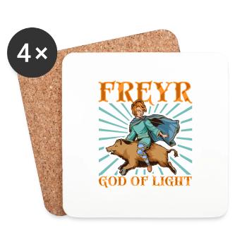 Riding on Gullinborsti - Viking god Freyr - Coasters (set of 4) - white - Front