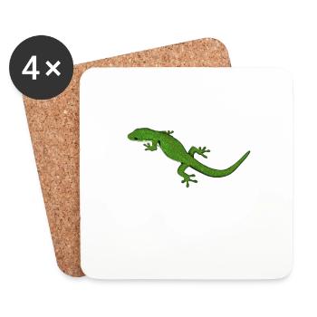 Dessin - Peacock Eye Day Gecko - Dessous de verre (lot de 4) - blanc - Devant