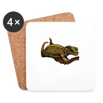 Drawing - Mute-headed Gecko - Coasters (set of 4) - white - Front