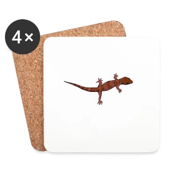 Zeichnung - Bogenfingergecko - Untersetzer (4er-Set) - Weiß - Vorne