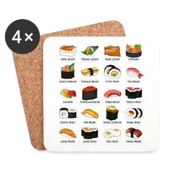 Various Sushi Preparations - Sushi Varieties - Coasters (set of 4) - white - Front