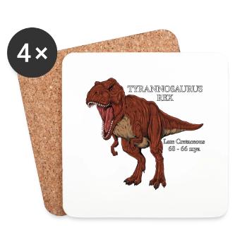 Realistische Zeichnung des Tyrannosaurus Rex - Untersetzer (4er-Set) - Weiß - Vorne