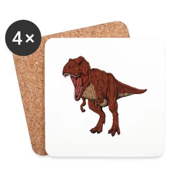 Dessin du Tyrannosaurus Rex - Dessous de verre (lot de 4) - blanc - Devant