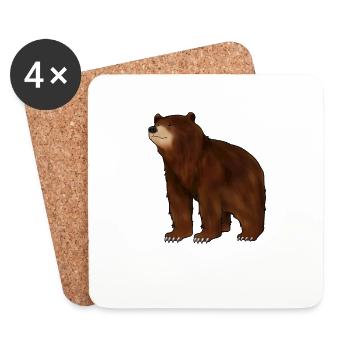 Drawing of a grizzly bear - Coasters (set of 4) - white - Front