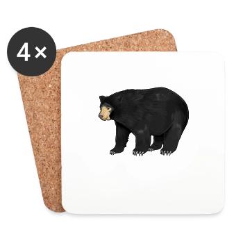 Drawing of an American Black Bear - Coasters (set of 4) - white - Front