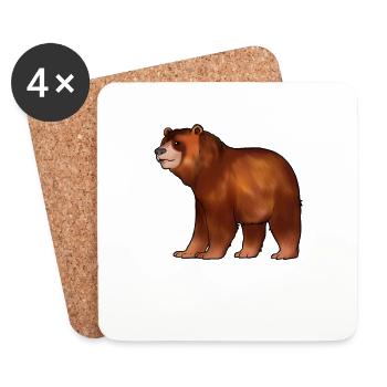 Drawing of a brown bear - Coasters (set of 4) - white - Front