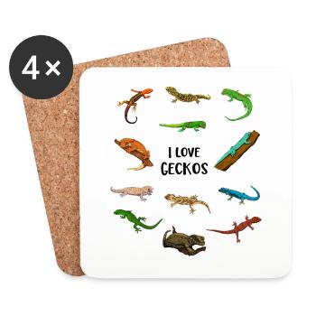 I love geckos - Coasters (set of 4) - white - Front