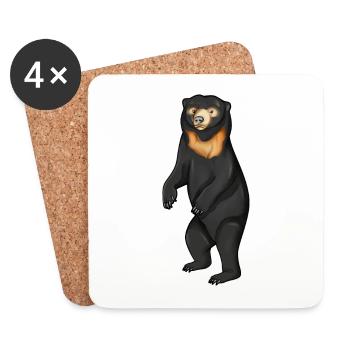 Drawing of a Malay bear - Coasters (set of 4) - white - Front