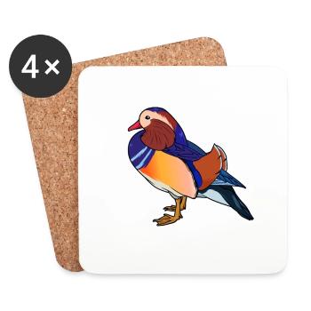 Drawing of a mandarin duck - Coasters (set of 4) - white - Front