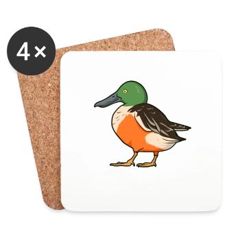 Drawing of a Shoveler - Coasters (set of 4) - white - Front