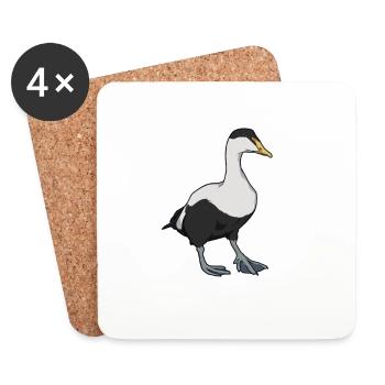 Drawing of an eider duck - Coasters (set of 4) - white - Front