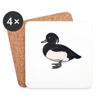 Drawing of a tufted duck - Coasters (set of 4) - white - Front