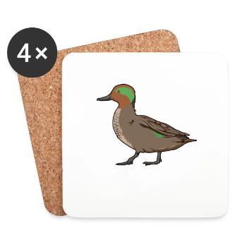 Drawing of a teal - Coasters (set of 4) - white - Front