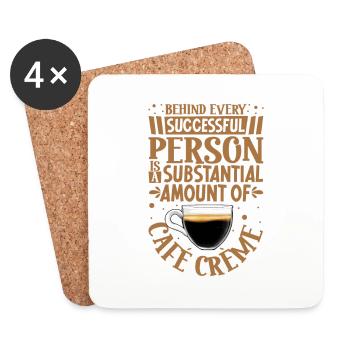 Erfolgreich nur mit Café Crème - Untersetzer (4er-Set) - Weiß - Vorne