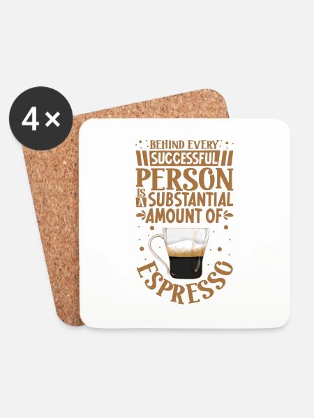 Erfolgreich nur mit Espresso - Untersetzer (4er-Set) - Weiß