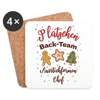 Weihnachten Plätzchen Kekse Backen lustig - Untersetzer (4er-Set) - Weiß - Vorne