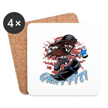 Graffiti Skater Sprayer Artist Street Art - Coasters (set of 4) - white - Front