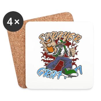 Graffiti Sprayer Artist Artist Street Art - Coasters (set of 4) - white - Front