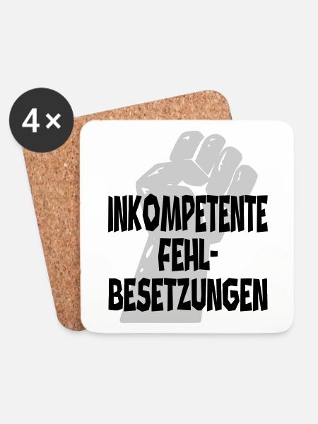 Inkompetenz - Untersetzer (4er-Set) - Weiß