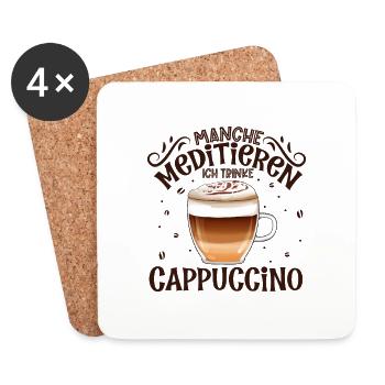 Meditieren und Cappuccino - Untersetzer (4er-Set) - Weiß - Vorne