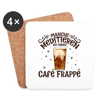 Meditieren und Café Frappé - Untersetzer (4er-Set) - Weiß - Vorne