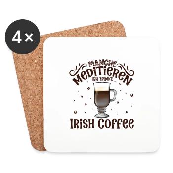 Meditieren und Irish Coffee - Untersetzer (4er-Set) - Weiß - Vorne