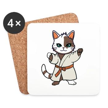Karate Cat I Funny Animals | Sports | Kitten - Coasters (set of 4) - white - Front
